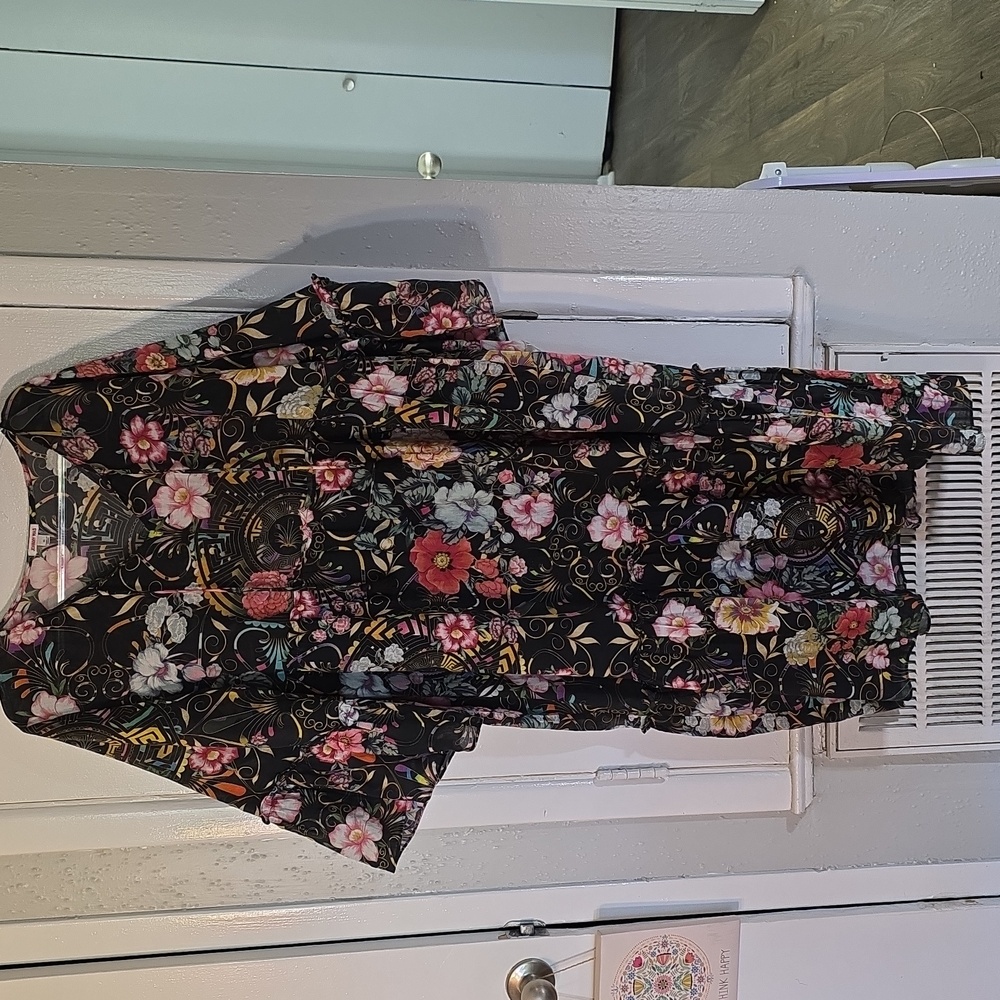 Johnny Was Naomi Peace Ruffle Tiered Midi Dress XL